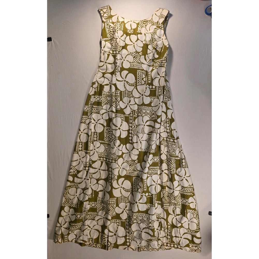 Vintage Sears Hawaiian Floral Print Maxi Dress Women's Size 8 *FLAWS*
